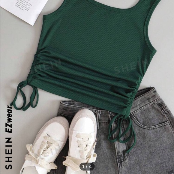 SHEIN solid drawstring side tank top - Picture 2 of 2